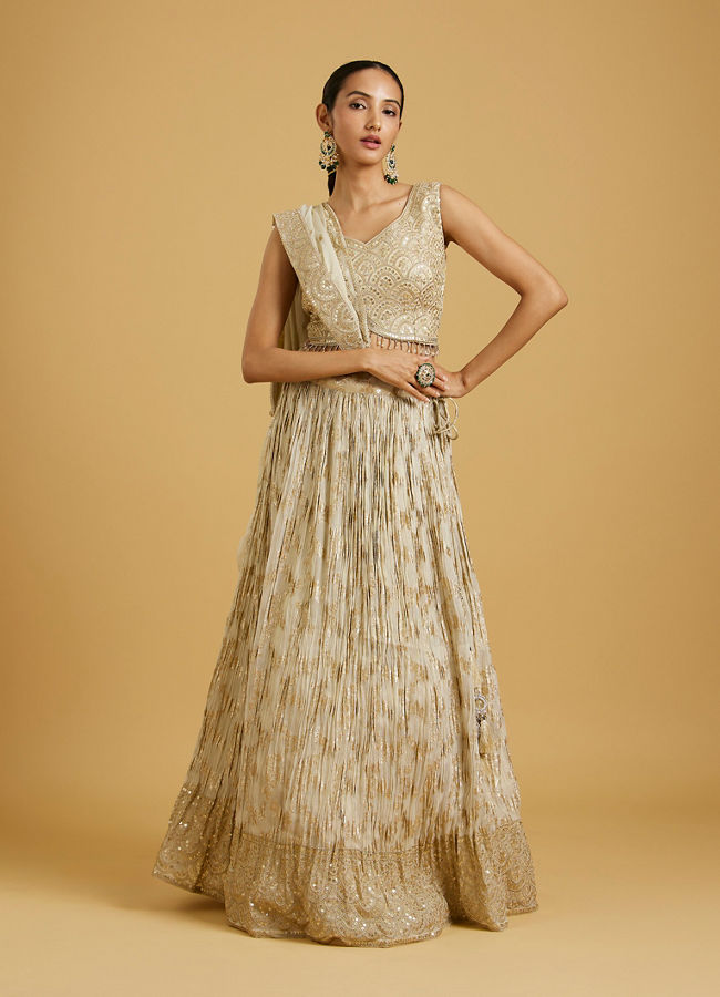 Mohey Women Elegant Beige Lehenga