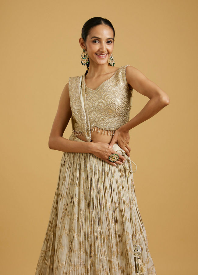 Mohey Women Elegant Beige Lehenga
