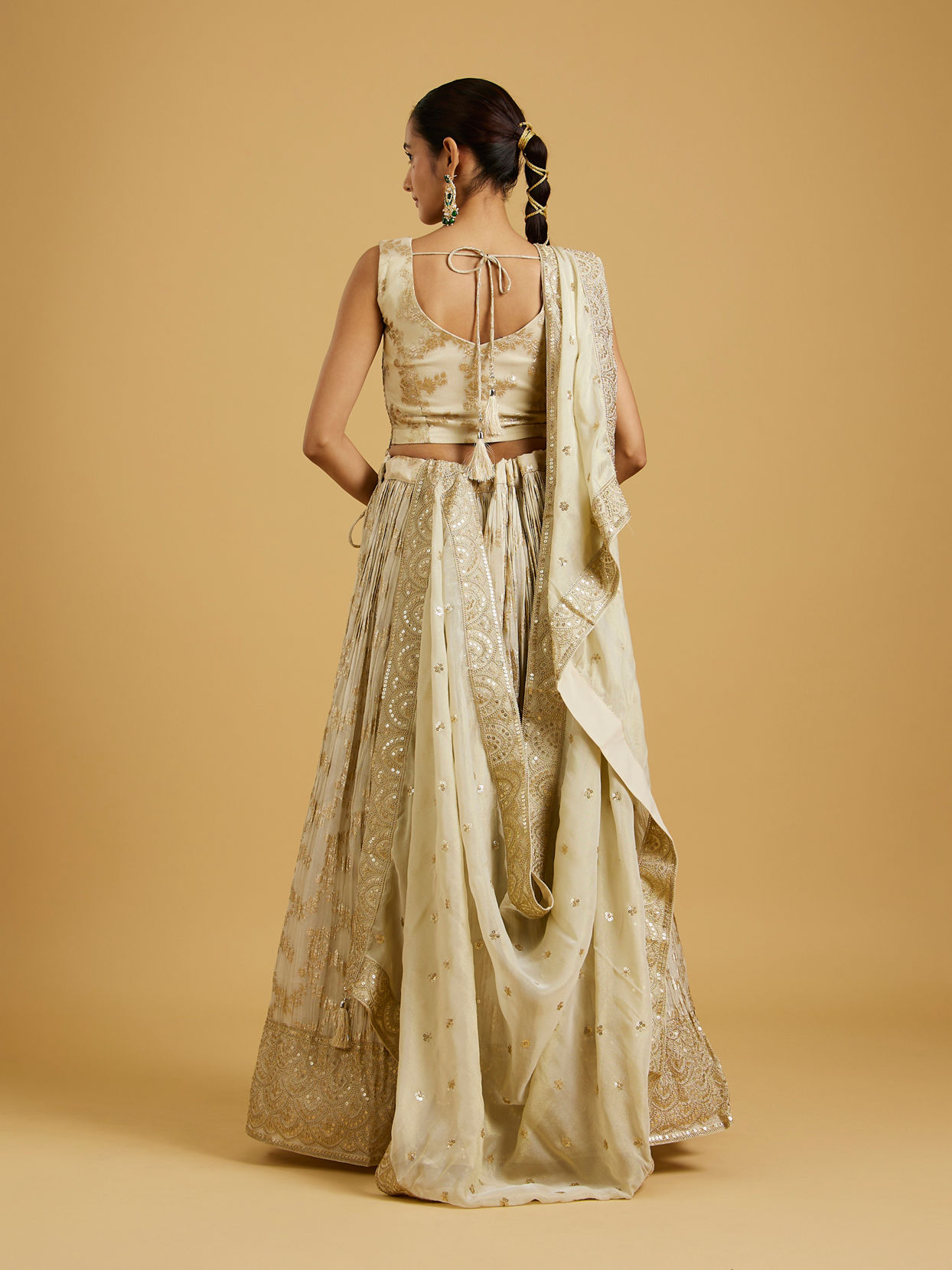 Mohey Women Elegant Beige Art Silk Lehenga