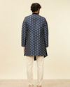 Manyavar Men Dark Blue Imperial Paisley Patterned Angrakha Style Kurta Set