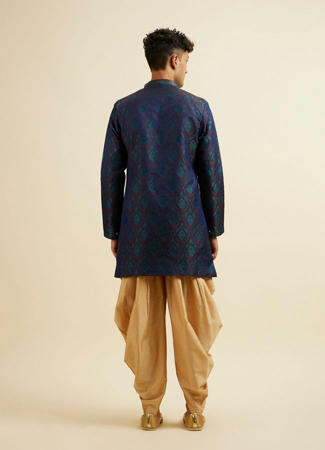 Manyavar Men Blue Art Silk Kurta Set with Pajama
