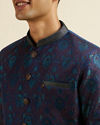 Manyavar Men Blue Art Silk Kurta Set with Pajama