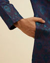Manyavar Men Blue Art Silk Kurta Set with Pajama