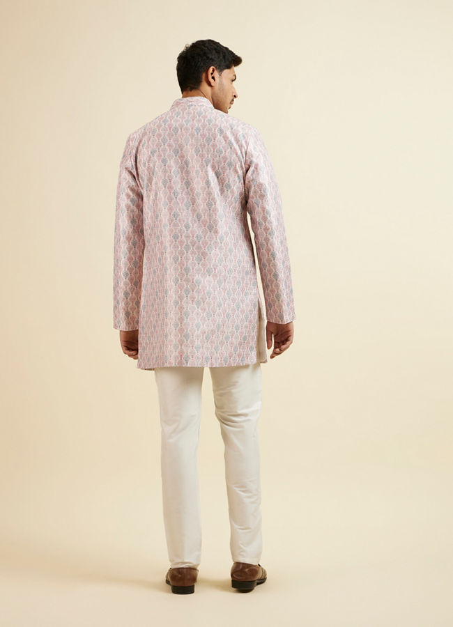 Manyavar Men Pink Medallion Printed Kurta Set