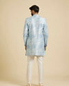 Manyavar Men Cornflower Blue Kurta Set with a Blend of Floral and Trellis Patterns image number 5