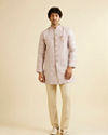 Manyavar Men Light Pink Jaal Medallion Patterned Kurta Set