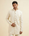 Manyavar Men Cream Buta Jaal Patterned Kurta Set image number 0