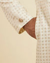 Manyavar Men Cream Buta Jaal Patterned Kurta Set image number 3