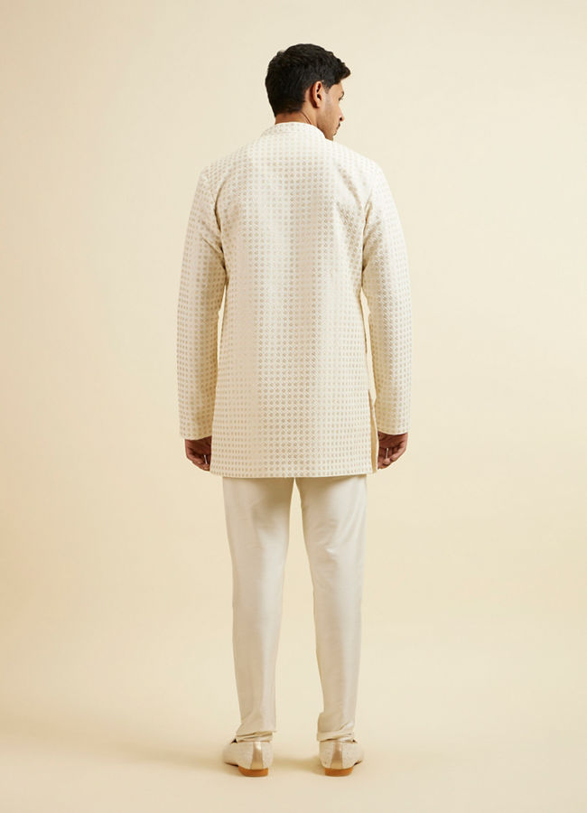 Manyavar Men Cream Buta Jaal Patterned Kurta Set