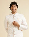 Snow White Chevron Patterned Sequinned Kurta Set