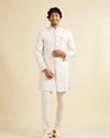 Manyavar Men Snow White Chevron Patterned Sequinned Kurta Set