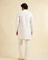 Manyavar Men Snow White Chevron Patterned Sequinned Kurta Set