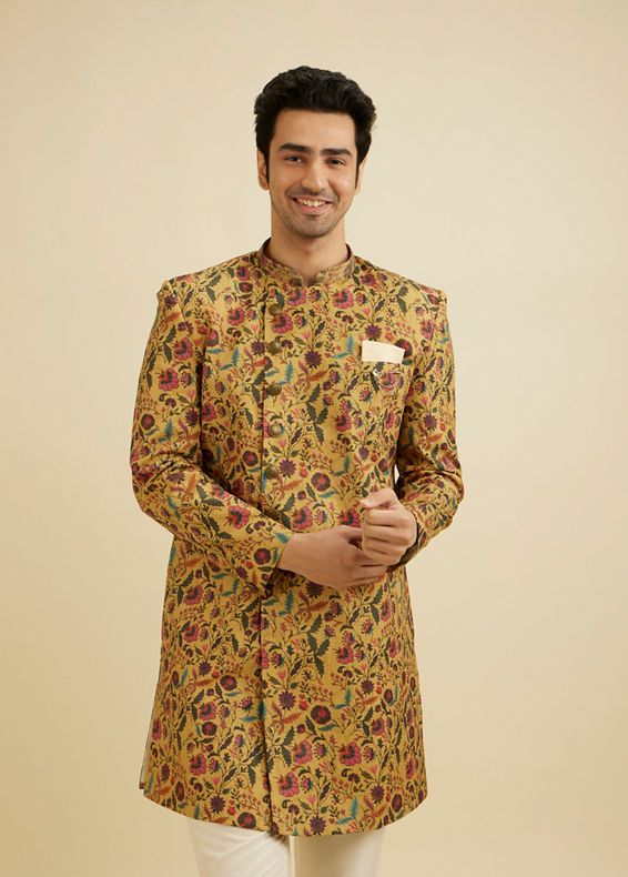 Manyavar Men Yellow Elegance Kurta Pajama
