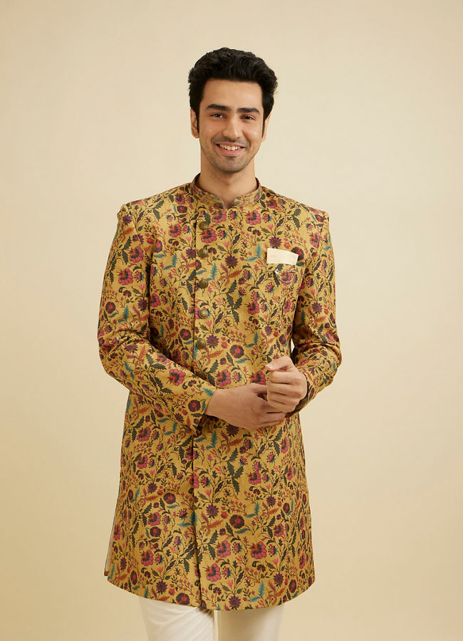 Manyavar Men Yellow Elegance Kurta Pajama