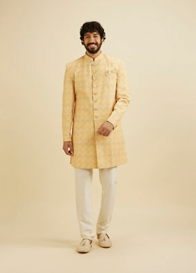 Manyavar Men Luminous Yellow Kurta Pajama Extravaganza image number 2