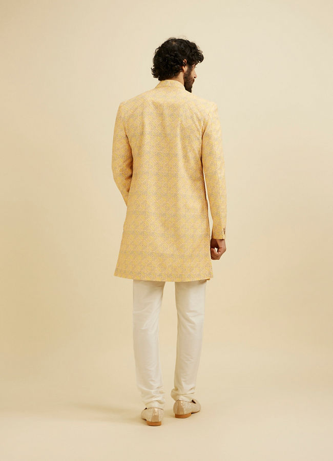 Manyavar Men Luminous Yellow Kurta Pajama Extravaganza
