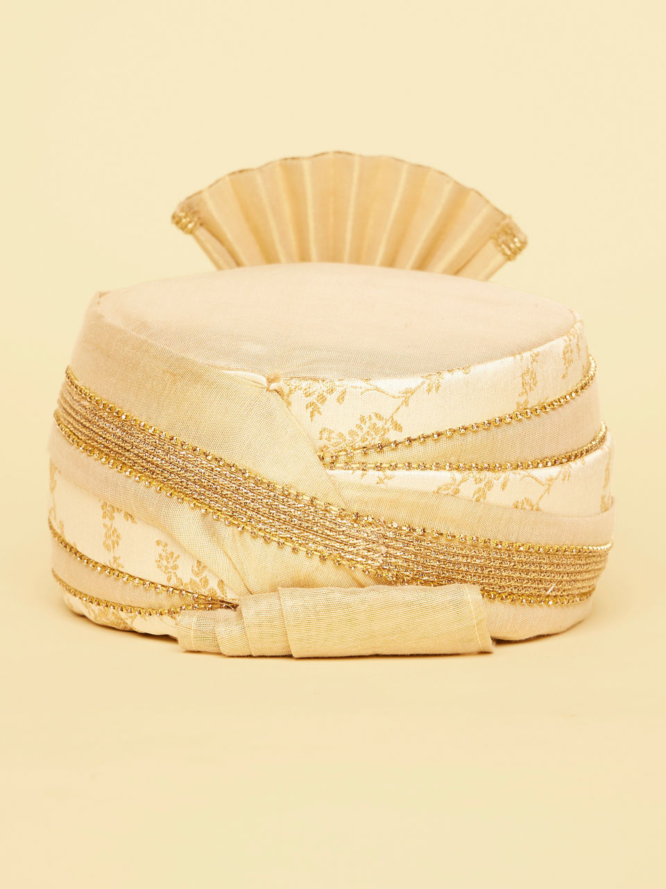 Manyavar Men Antique White Layered Gold Embroidered Safa