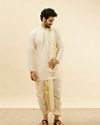 Light Beige Zari Bordered Traditional South Indian Pancha Set image number 2