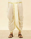 alt message - Manyavar Men Light Beige Zari Bordered Traditional South Indian Pancha Set image number 4