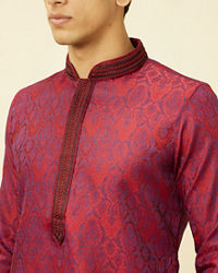 Manyavar Men Maroon Medallion Patterned Kurta Set