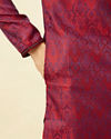 alt message - Manyavar Men Maroon Medallion Patterned Kurta Set image number 3