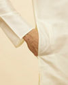 Manyavar Men Warm White Zari Bordered Traditional South Indian Pancha Set