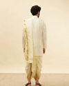 Manyavar Men Ivory White Zari Bordered Traditional South Indian Pancha Set