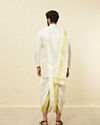 Manyavar Men Warm White Zari Bordered Traditional South Indian Dhoti Set