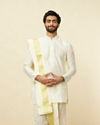 Warm White Zari Bordered Traditional South Indian Dhoti Set image number 0