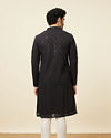 Manyavar Men Black Chikankari Kurta Set with Sequin Embroidery