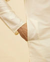 Manyavar Men Bright Cream Contrast Bordered Traditional South Indian Pancha Set