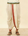 Manyavar Men Bright Cream Contrast Bordered Traditional South Indian Pancha Set