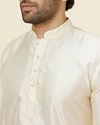 alt message - Manyavar Men Ivory White Traditional South Indian Kurta Pancha Set image number 2