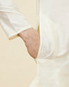 Manyavar Men Ivory White Traditional South Indian Kurta Pancha Set