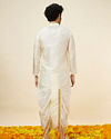 alt message - Manyavar Men Ivory White Traditional South Indian Kurta Pancha Set image number 6