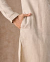 Manyavar Men Light Cream Linen Kurta