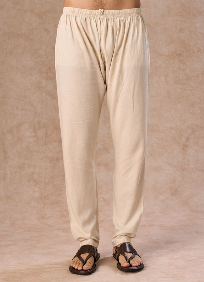 Manyavar Men Light Cream Linen Kurta