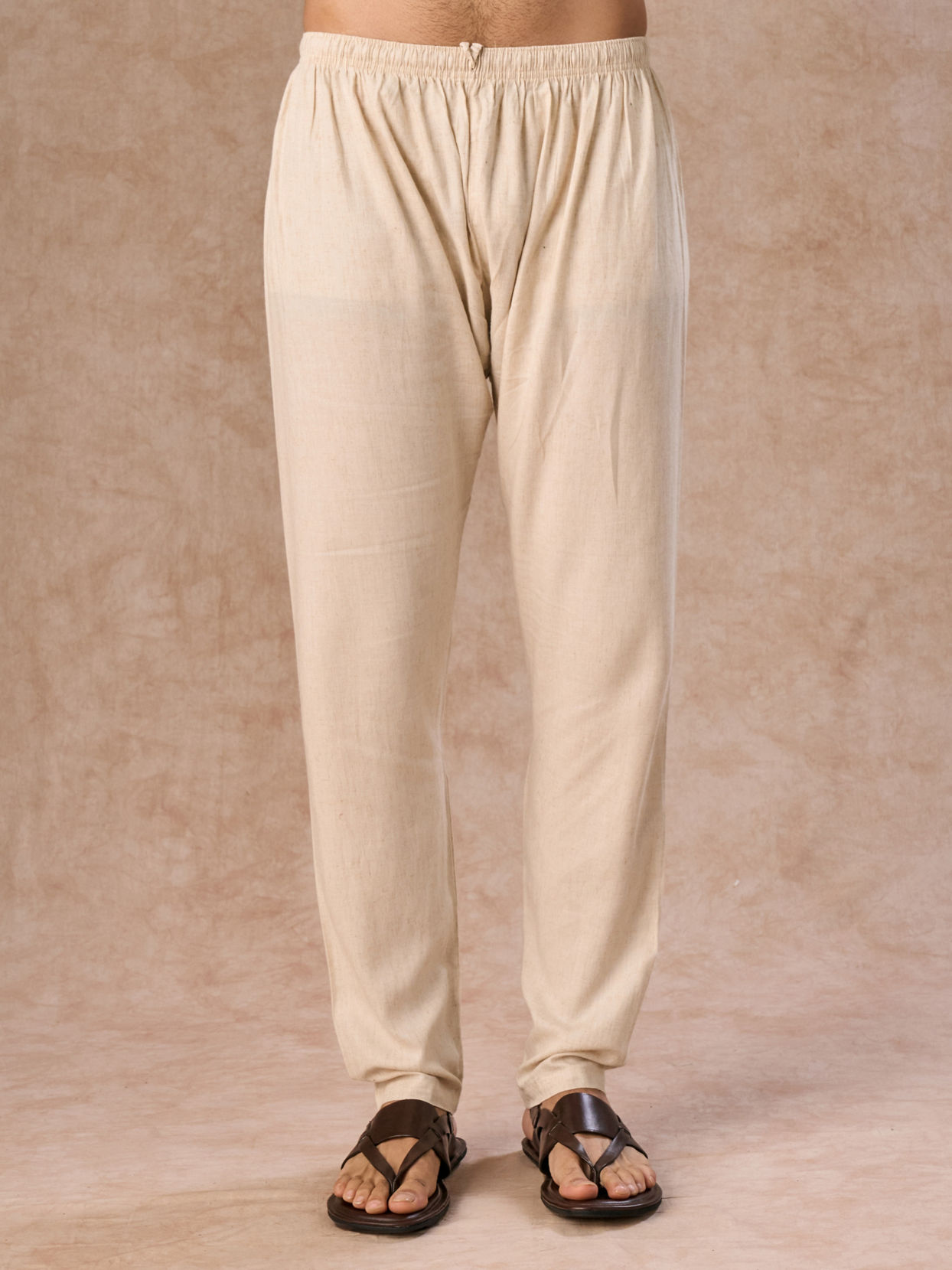 Manyavar Men Light Cream Linen Kurta