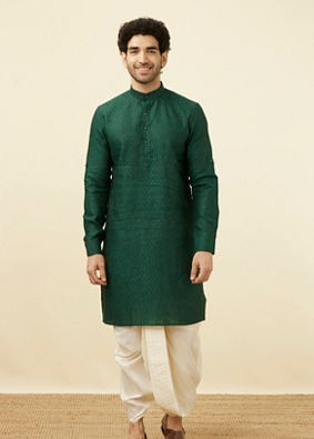 Moss Green Embroidered Kurta image number 2