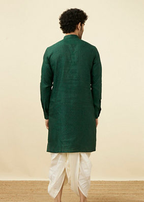 Moss Green Embroidered Kurta image number 4