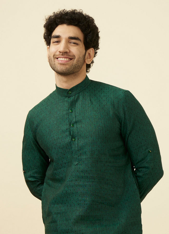 Moss Green Embroidered Kurta image number 0