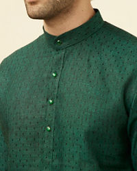 Manyavar Men Moss Green Self Patterned Kurta