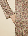 Manyavar Men Biscuit Beige Botanical Printed Kurta Set