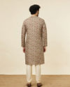 Manyavar Men Biscuit Beige Botanical Printed Kurta Set