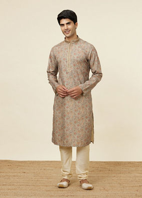 Soft Green Botanical Printed Kurta Set image number 2