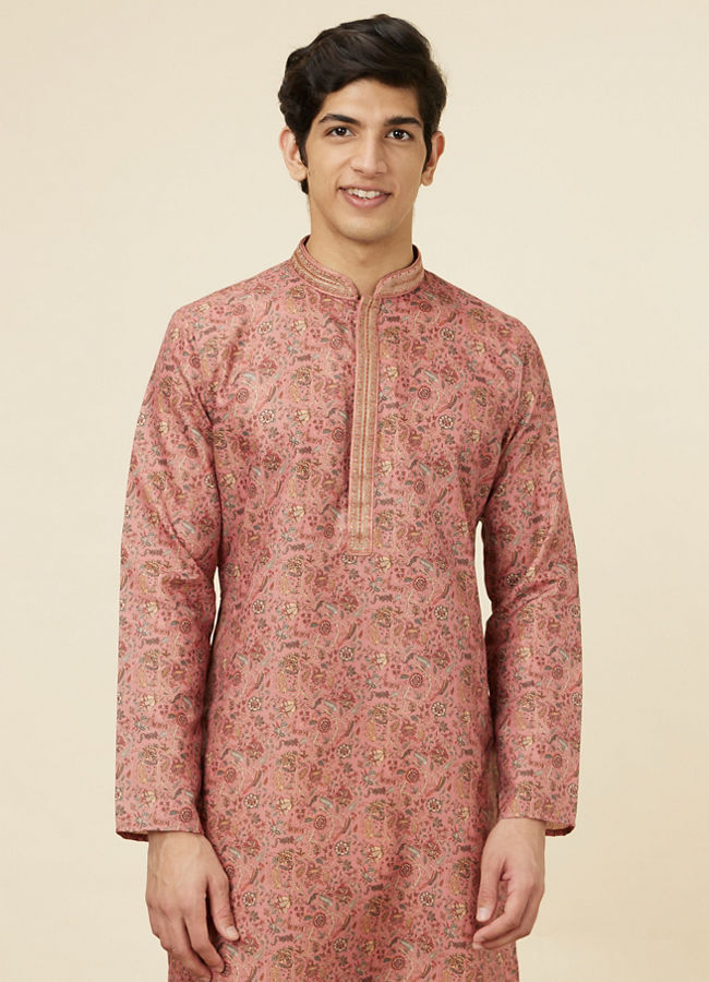 Tropical Pink Botanical Printed Kurta Set