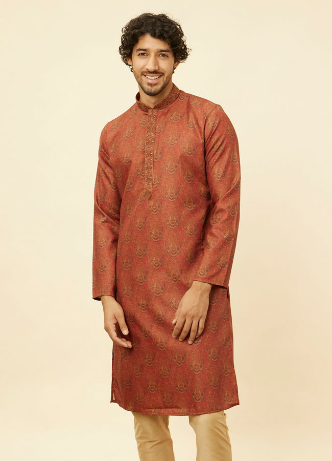 alt message - Manyavar Men Rustic Rapture Kurta Pajama image number 0