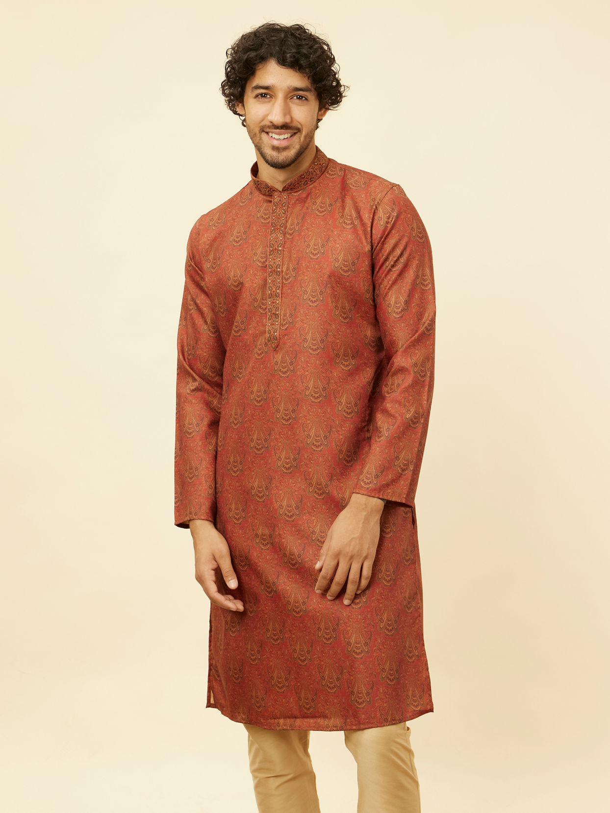 alt message - Manyavar Men Rustic Rapture Kurta Pajama image number 0