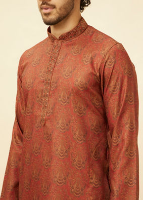 alt message - Manyavar Men Rustic Rapture Kurta Pajama image number 1