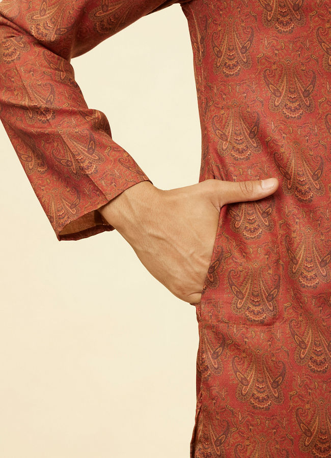 alt message - Manyavar Men Rustic Rapture Kurta Pajama image number 3